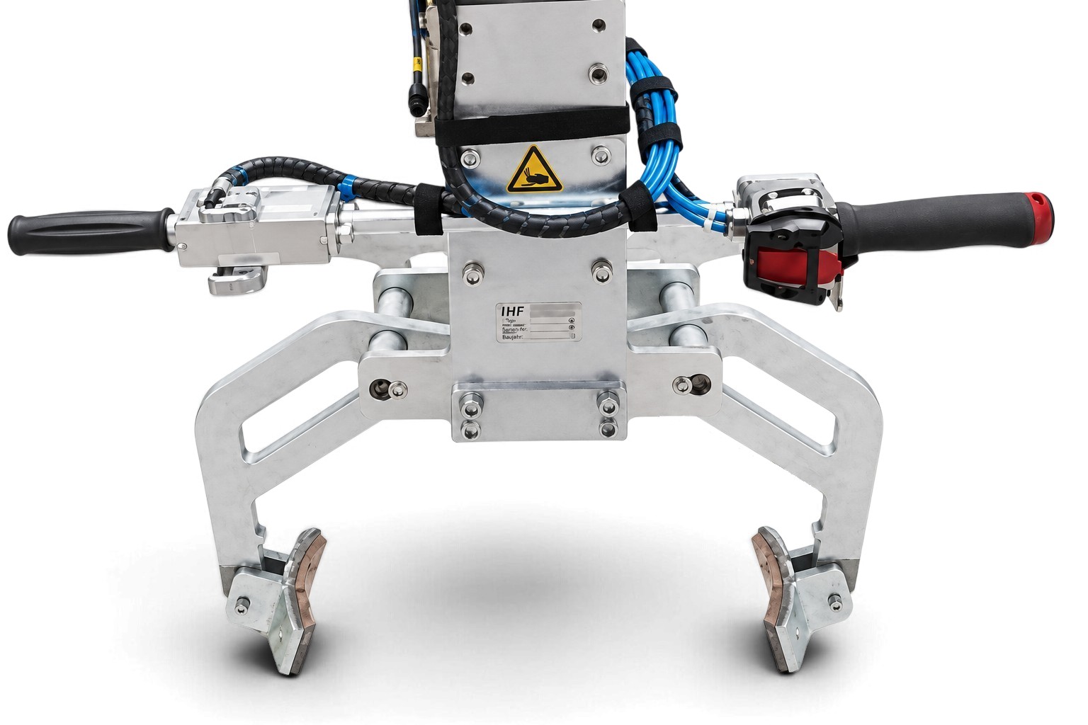 bedieneinheit-fassheber-mit-fassklammer-fuer-keg-faesser Bedieneinheit eines Fasshebers mit Fassklammer und ergonomischen Handgriffen für das sichere Positionieren von Keg-Fässern.
